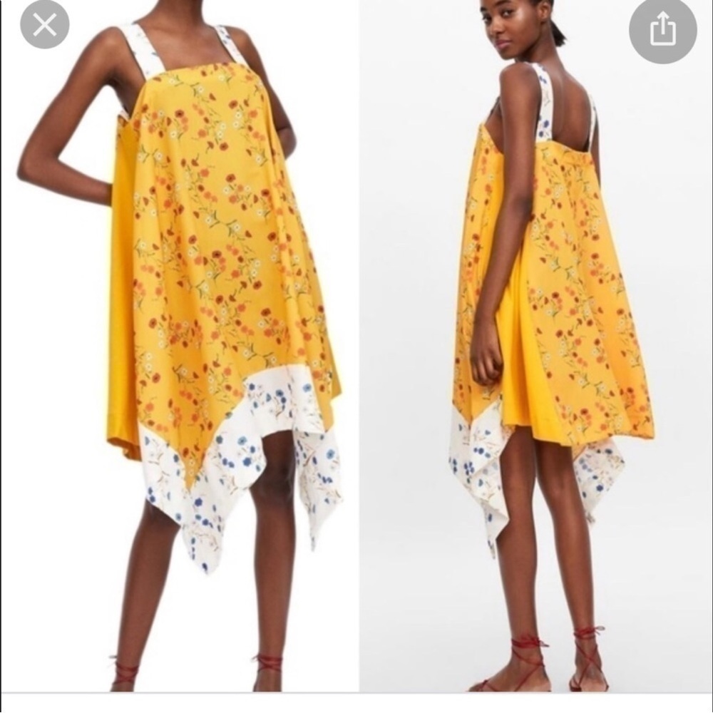 Zara Floral Handkerchief Hem Dress